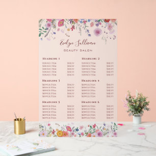 Verse Wildbloemen prijslijst Acryl Bord