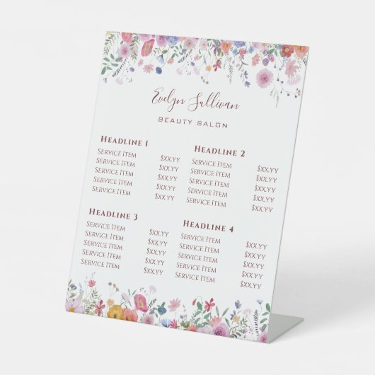 Verse Wildbloemen prijslijst voetstuk teken Reclamebord Met Voetstuk (Voorkant)