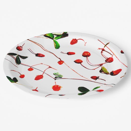Verse wilde aardbeien papieren bordje (Gekanteld)