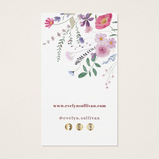 Verse wilde bloemen bijsluiter visitekaartje (Achterkant)