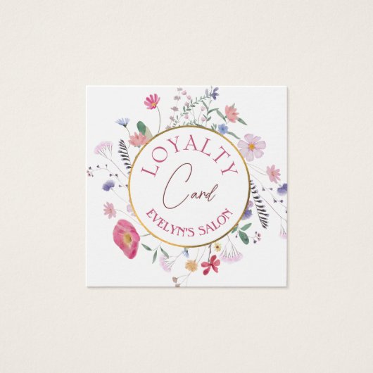 Verse wilde bloemen gouden cirkel loyaliteit kaart (Voorkant)