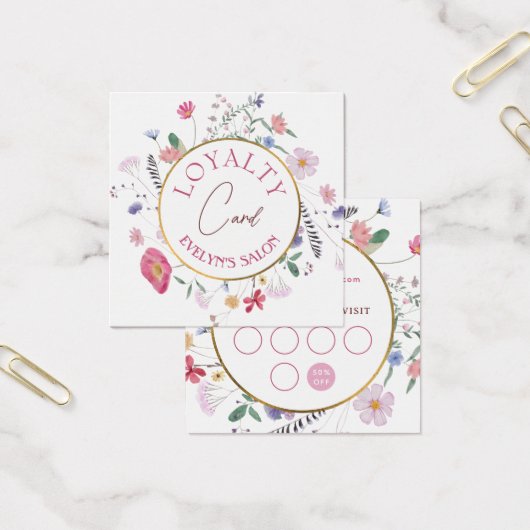 Verse wilde bloemen gouden cirkel loyaliteit kaart (Kantoor)
