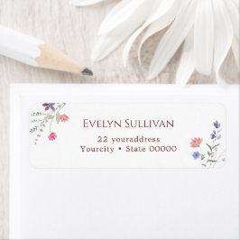 Verse wilde bloemen retour adreslabel etiket