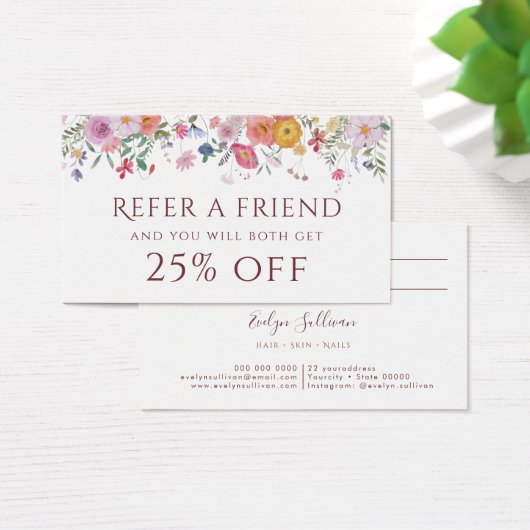 Verse wilde bloemen verwijzingskaart visitekaartje (Bureau)