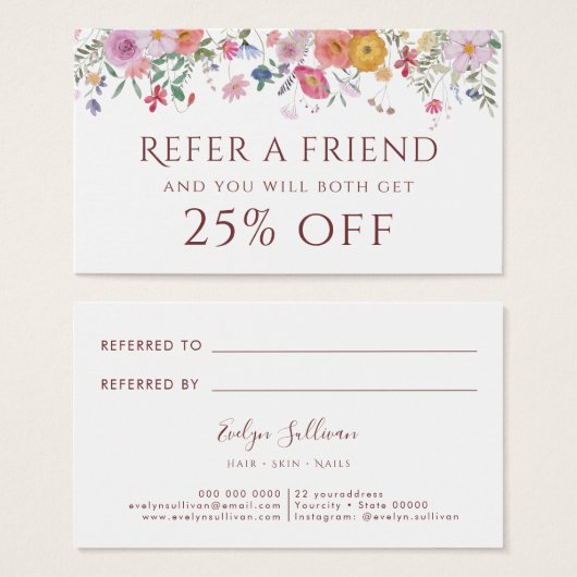 Verse wilde bloemen verwijzingskaart visitekaartje (Voorkant /achterkant)