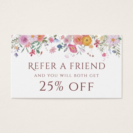 Verse wilde bloemen verwijzingskaart visitekaartje (Voorkant)