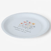 Verse Wildflower | Blauwe bruiloft Papieren Bordje (Gekanteld)