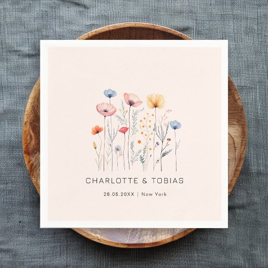 Verse Wildflower |Lichtroze bruiloft Servet