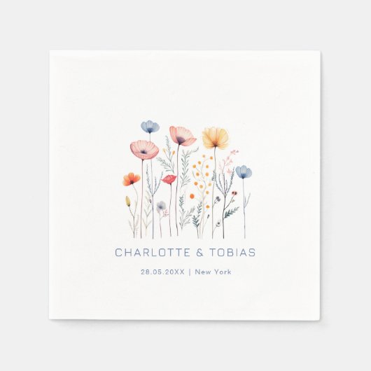 Verse Wildflower | Witte bruiloft Servet (Voorkant)