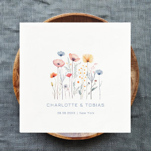 Verse Wildflower Witte bruiloft Servet