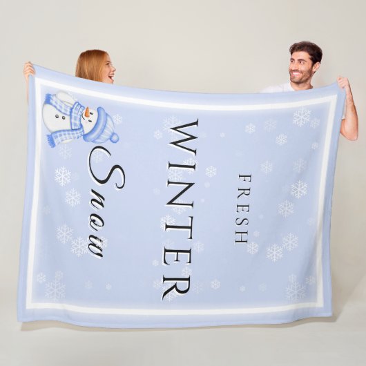 Verse Winter Sneeuw met Sneeuwman en Sneeuw Fleece Deken (In situ)
