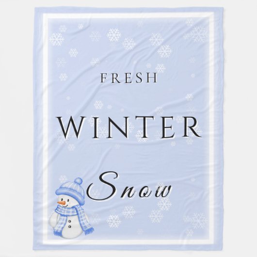 Verse Winter Sneeuw met Sneeuwman en Sneeuw Fleece Deken (Voorkant)