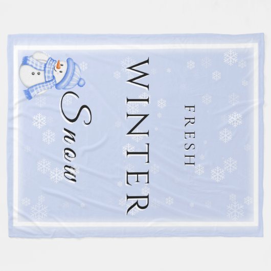 Verse Winter Sneeuw met Sneeuwman en Sneeuw Fleece Deken (Voorkant (Horizontaal))