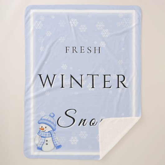 Verse Winter Sneeuw met Sneeuwman en Sneeuw Sherpa Deken (Voorkant)