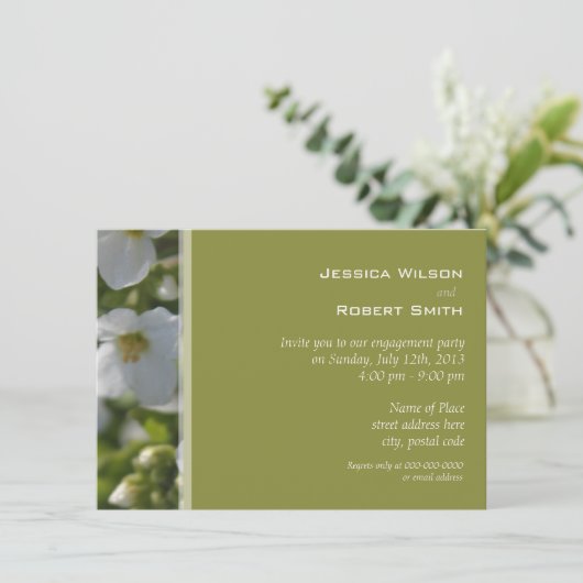 verse witte tuinbloem kaart (Staand voorkant)