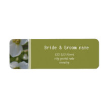 verse witte tuinbloemen adresetiketten.