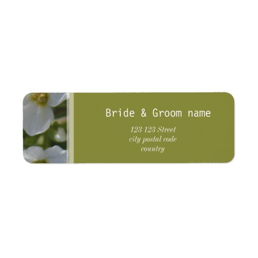 verse witte tuinbloemen adresetiketten. etiket (Voorkant)