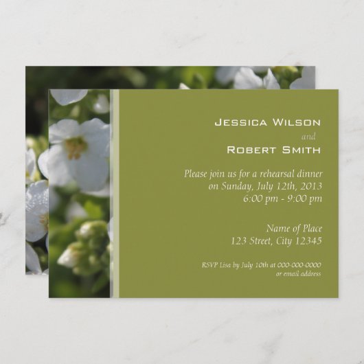 verse witte tuinbloemen repetitief diner kaart (Voorkant / Achterkant)