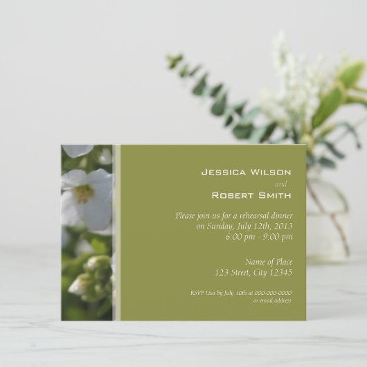 verse witte tuinbloemen repetitief diner kaart (Staand voorkant)