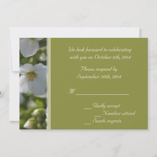 verse witte tuintbloemen RSVP huwelijksfeest Kaart (Voorkant)