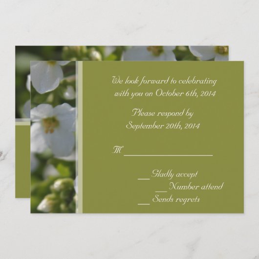 verse witte tuintbloemen RSVP huwelijksfeest Kaart (Voorkant / Achterkant)