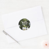 Verse witte zomertuinbloemen en groene bladeren ronde sticker (Envelop)