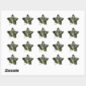 Verse witte zomertuinbloemen en groene bladeren ster sticker (Vel)