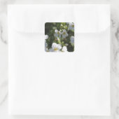 Verse witte zomertuinbloemen en groene bladeren vierkante sticker (Tas)