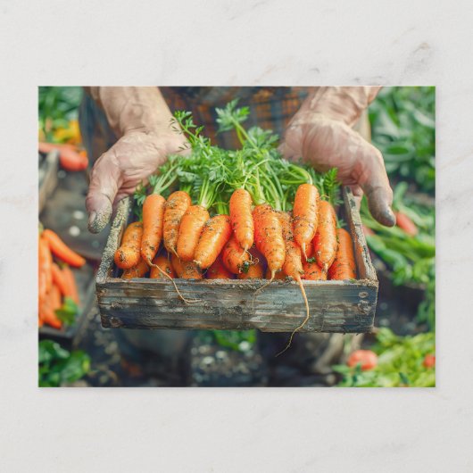 Verse Wortelen in Houten Krat Feestdagenkaart (Voorkant)