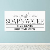 Verse zeep en water - Boerderij Badkamer Sign Canvas Afdruk (Insitu (Houten vloer))