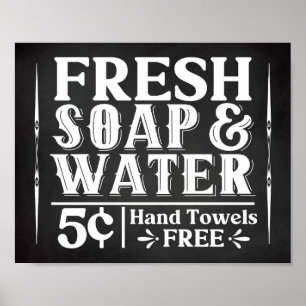 Verse zeep en water  Farmhouse Bathroom Post Poster
