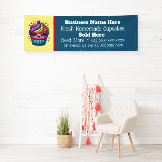 Verse Zelfgemaakte Cupcakes verkopers Spandoek (Insitu)