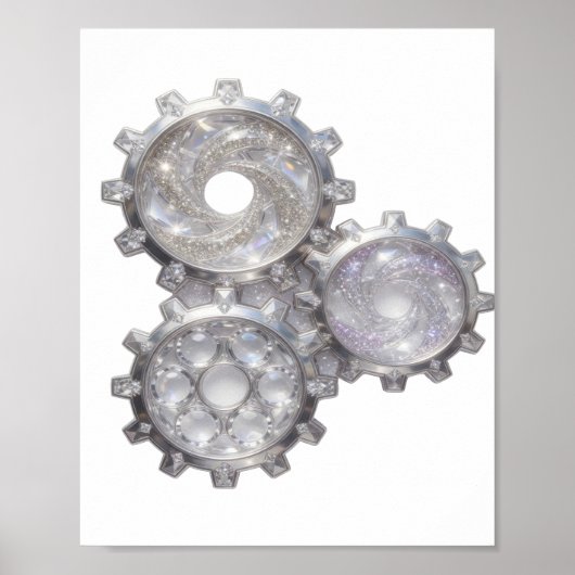 Verse Zilver TANDSCHAKELS VAN HET UNIVERSUM Poster (Voorkant)