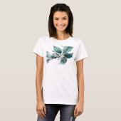 Verse Zilveren Abstracte Bladeren Aangepaste Creat T-shirt (Voorkant volledig)
