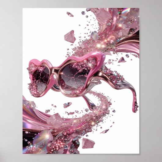 Verse Zilveren ABSTRACTE KUNST Abstract ontwerp v2 Poster (Voorkant)