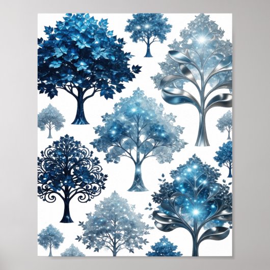 Verse Zilveren BLUE ICE BOOMEN Poster (Voorkant)