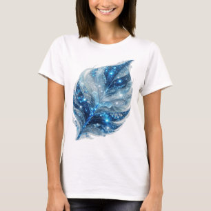 Verse Zilveren BLUE ICE LEAF Artistiek Motief T-shirt
