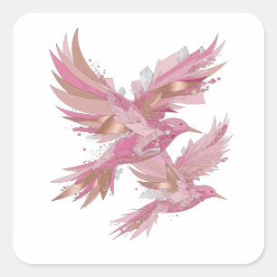 Verse zilveren CRYSTAL BIRDS-ambachtsticker Vierkante Sticker