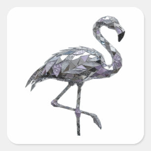 Verse zilveren FLAMINGO Sticker Motief