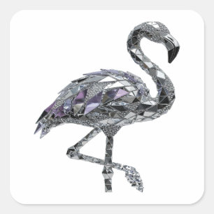 Verse zilveren FLAMINGO Stickerontwerp Vierkante Sticker