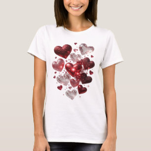 Verse Zilveren HARTEN EN GLITTER Grafische T-shirt