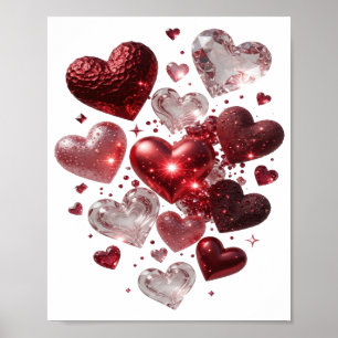 Verse Zilveren HARTEN EN GLITTER Poster
