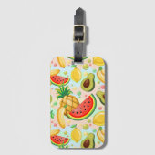 Verse zomer fruit patroon bagagelabel (Voorkant (verticaal))