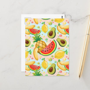 Verse zomer fruit patroon briefkaart