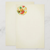 Verse zomer fruit patroon briefpapier (Voorkant / Achterkant)