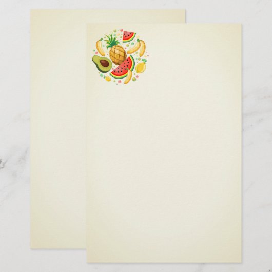 Verse zomer fruit patroon briefpapier (Voorkant / Achterkant)