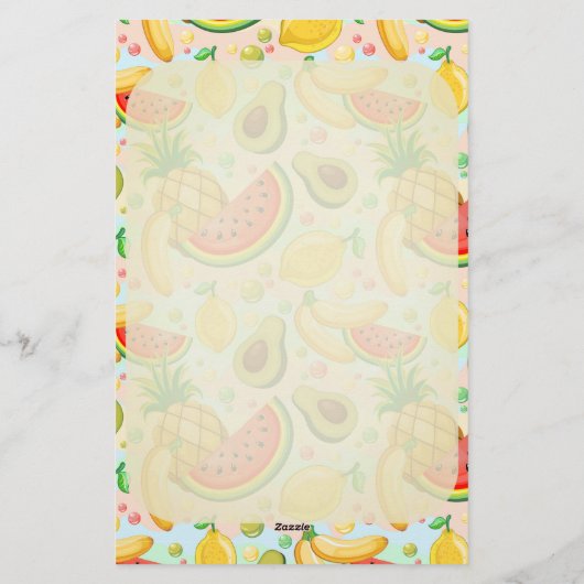 Verse zomer fruit patroon briefpapier (Achterkant)