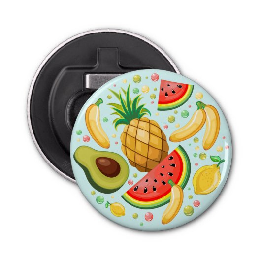 Verse zomer fruit patroon button flesopener (Voorkant)
