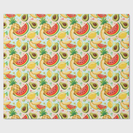 Verse zomer fruit patroon cadeaupapier (Vlak)