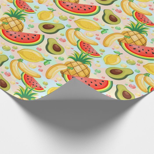Verse zomer fruit patroon cadeaupapier (Hoek)